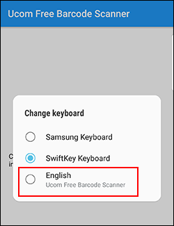 Android barcode scanner Android select keyboard