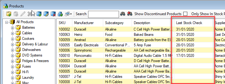 Easify Web - Stock Take Easify Pro Last Stock Check
