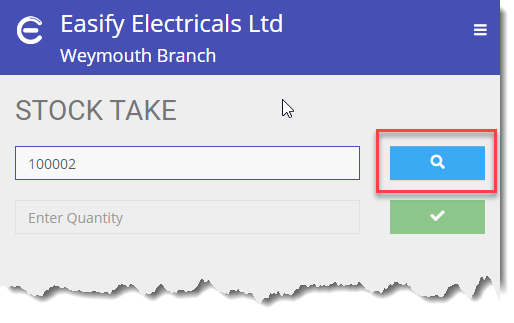 Easify Web - Stock Take Stock Search Button
