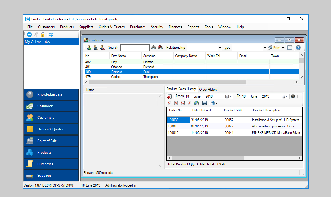 example showing the sales history pane on the customers window>

        <h2>Editing a Suppliers details</h2>
        <img class=