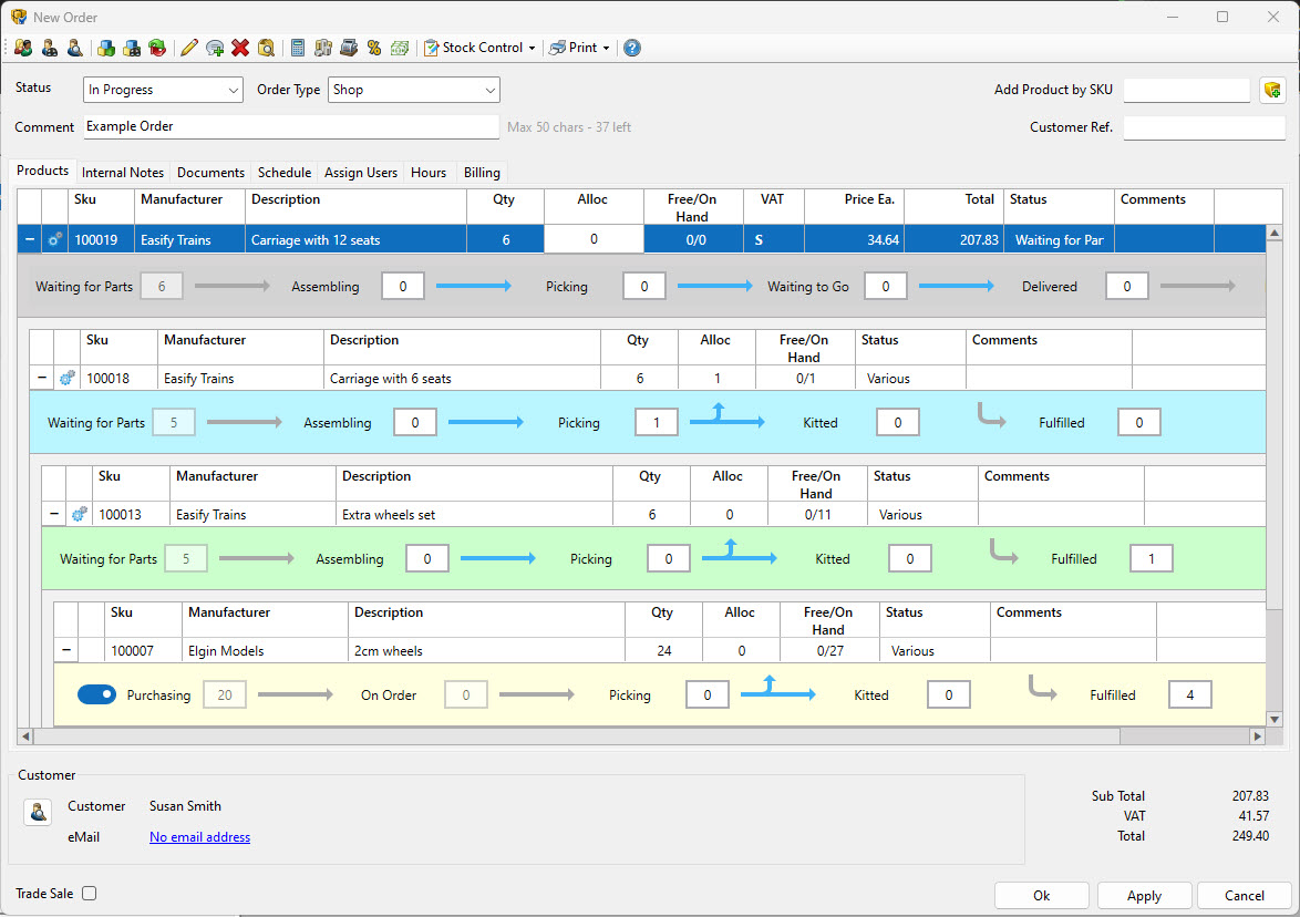 Example Bill of Materials Order