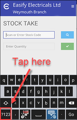 Android barcode scanner scanning Ucom change to numeric keypad