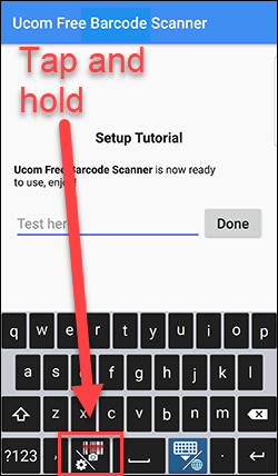 Android barcode scanner Ucom options button