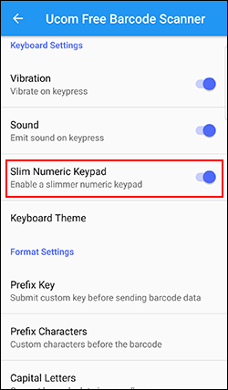 Android barcode scanner Ucom options slim numeric keypad Android barcode scanner Ucom options slim numeric keypad