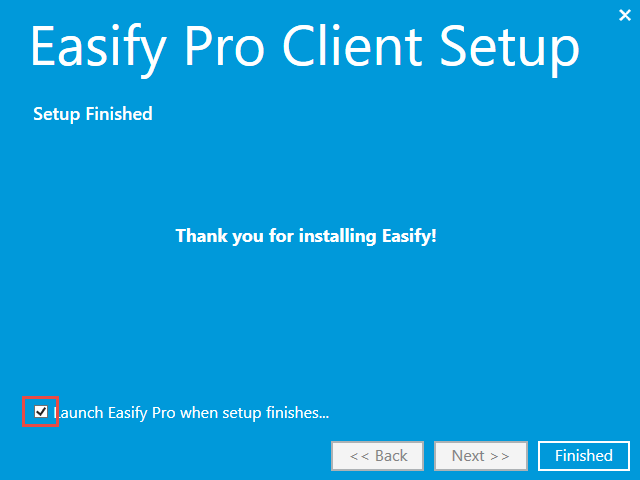 installation complete for Easify