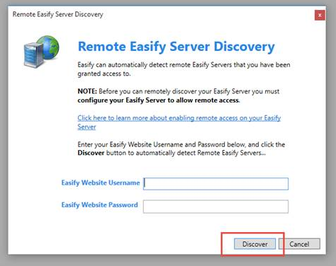 Easify Pro login to look for remote servers message log in to look for remote servers