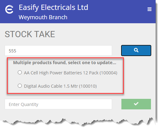 Easify Web - Stock Take Multiple products